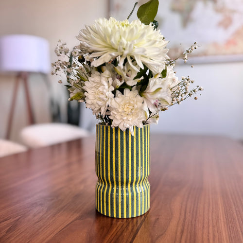 Vase - Chartreuse & Teal